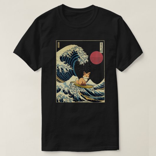 Fox Japans Kanagawa Wave Funny Surf Dier T-shirt (Design voorkant)