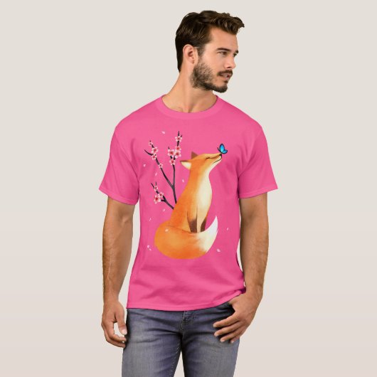Fox Japanse Cherry Blossom Flower T-shirt (Voorkant volledig)