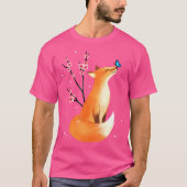 Fox Japanse Cherry Blossom Flower T-shirt (Voorkant)