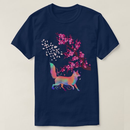 Fox Japanse esecherry-bloesems Bloem cadeaus T-shirt (Design voorkant)