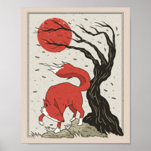 Fox Japanse kunst Poster