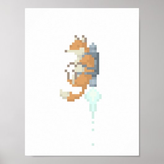 Fox Jetpack Pixel Art Poster (Voorkant)