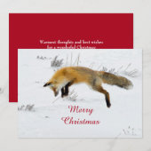 Fox Jumping Sneeuw Foto Kerst Flat Feestdagenkaart (Voorkant / Achterkant)