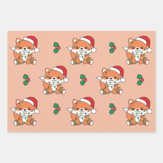 Fox Kerstmis Winter Dieren Vakantie Vossen Inpakpapier Vel (Voorkant 2)