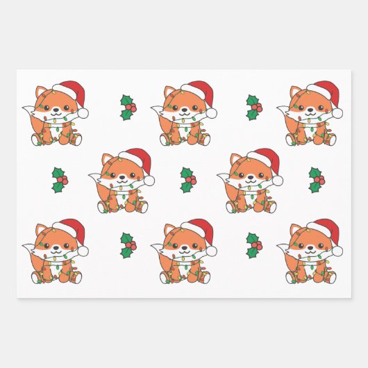 Fox Kerstmis Winter Dieren Vakantie Vossen Inpakpapier Vel (Voorkant)