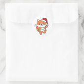 Fox Kerstmis Winter Dieren Vakantie Vossen Ronde Sticker (Tas)