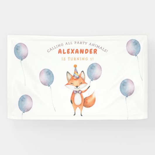 Fox Kids Birthday Party Spandoek (Horizontaal)