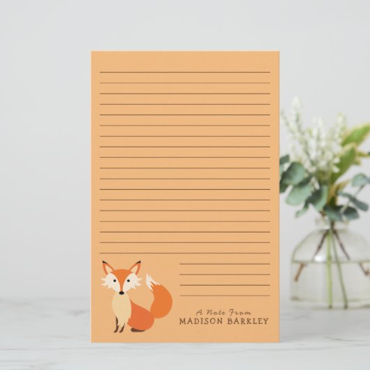 Fox Kind Cute Woodland Animal Briefpapier (Staand voorkant)