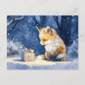 Fox Kit and the Gift Watercolor Briefkaart (Voorkant)