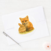 Fox Kit & Bunny Buddies Ronde Sticker (Envelop)