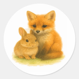 Fox Kit & Bunny Buddies Ronde Sticker