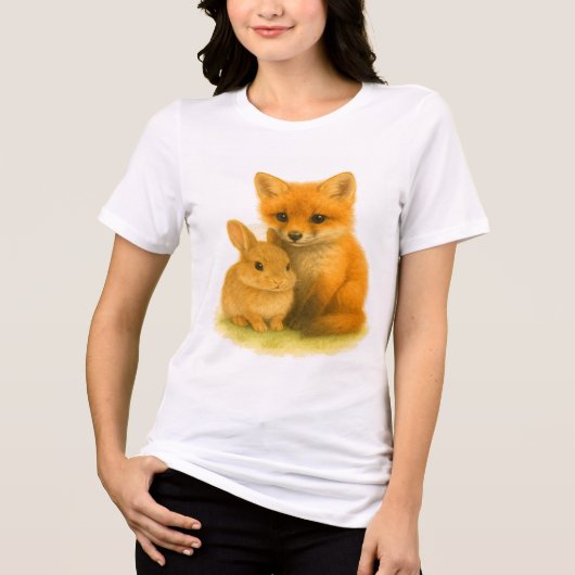 Fox Kit & Bunny Buddies Tri-Blend Shirt (Voorkant)