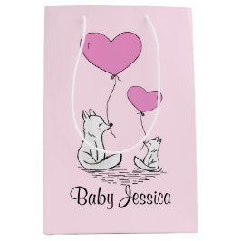 Fox Kit Hart Ballons Ontwerp Gift Bag Medium Cadeauzakje