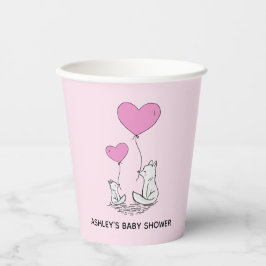 Fox Kit Heart Balloons Design Paper Cups Papieren Bekers