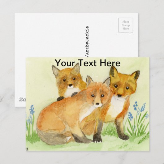Fox Kits Briefkaart (Voorkant / Achterkant)