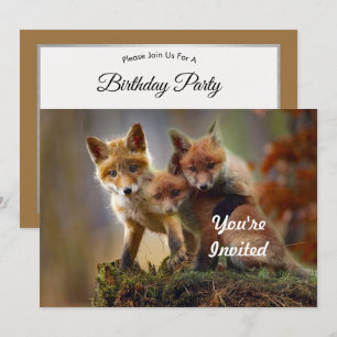 Fox Kits Foto Birthday Kaart