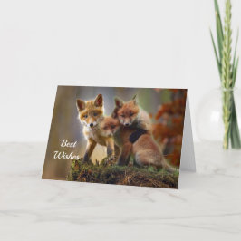 Fox Kits Foto gefeliciteerd Weddenskaart Kaart
