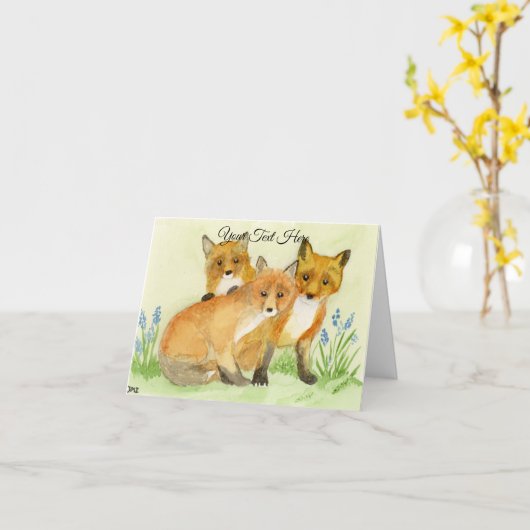 Fox Kits Kaart (Gele Bloem)