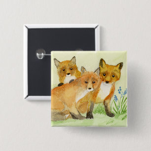 Fox Kits Vierkante Button 5,1 Cm