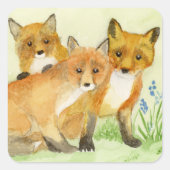 Fox Kits Vierkante Sticker (Voorkant)