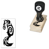 Fox Kitsune Tribal met Spirit Lantern Rubberstempel (Gestempeld)