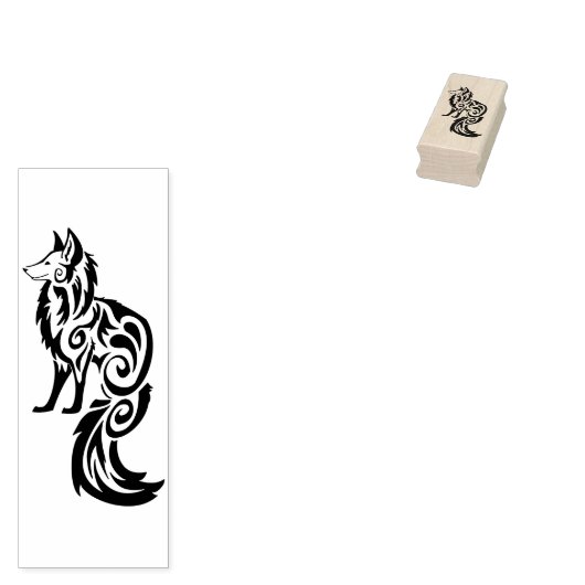 Fox Kitsune Tribal Rubberstempel (Gestempeld)