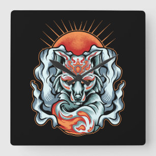 Fox    KitsuneSquare Wall klok