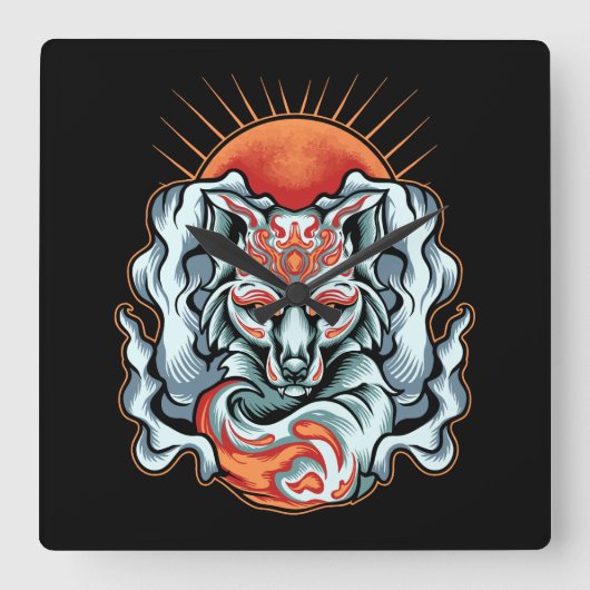 Fox    KitsuneSquare Wall klok (Voorkant)