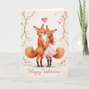 Fox Koppel Valentijn Schattig Bos Valentijnen Kaart