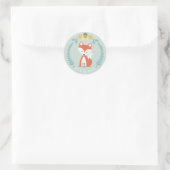Fox krans meisje Baby shower Ronde Sticker (Tas)