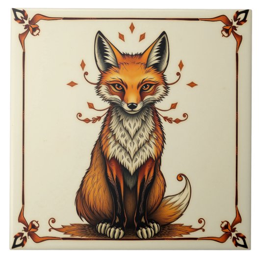 FOX - Kunsten en ambachten Keramische Tegel Tegeltje (Voorkant)