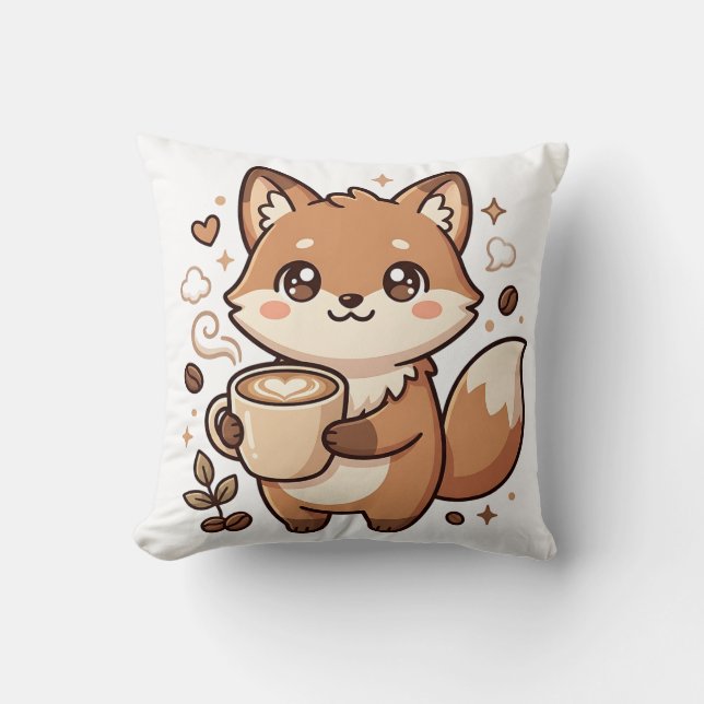 Fox Latte Knuffel Kawaii Kussen (Voorkant)