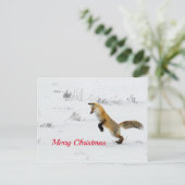 Fox Leaping Snow met kerstmis Briefkaart (Staand voorkant)