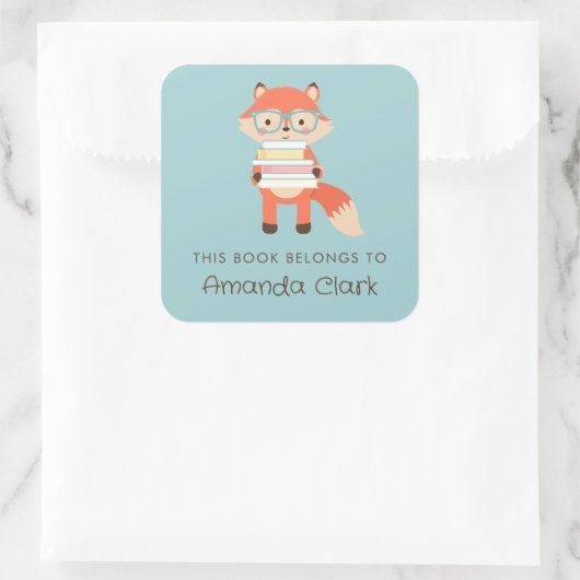 Fox leesplaat vierkante sticker (Tas)