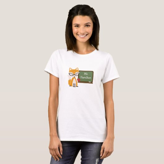 Fox-leraar in het alkbord t-shirt (Voorkant volledig)