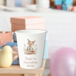 Fox lezen van een boek hoofdstuk een 1e verjaardag papieren bekers