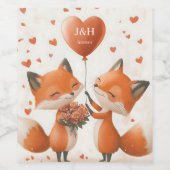 Fox Liefde Ontwerp met Aanpasbare Initialen Wijn Etiket (Enkel label)
