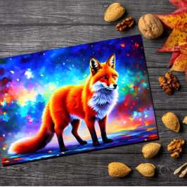 Fox lieflijke kleurrijke roodkopkunst briefkaart