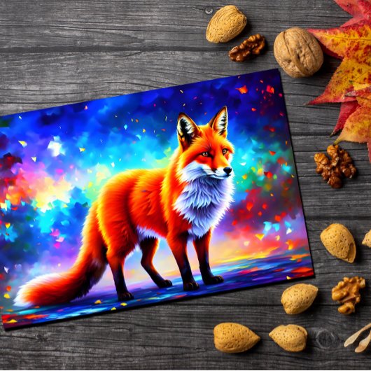 Fox lieflijke kleurrijke roodkopkunst briefkaart