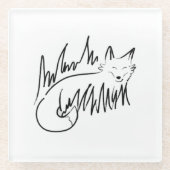 Fox Line Art Glazen Onderzetter (Voorkant)