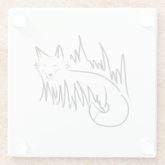 Fox Line Art Glazen Onderzetter (Achterkant)
