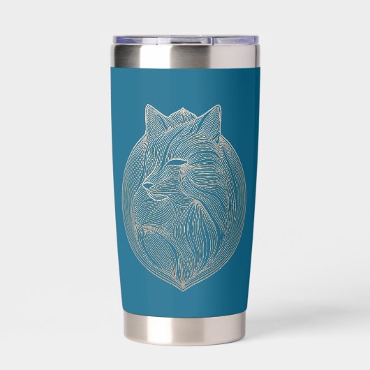 Fox Line Art Logo Symbool Bewerkbaar Geïsoleerde Drinkbeker (Voorkant)