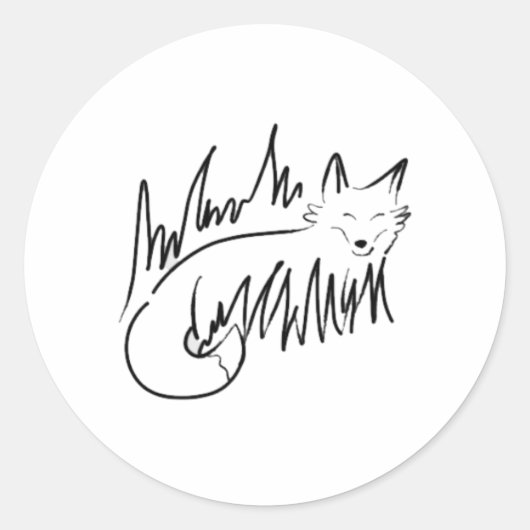 Fox Line Art Ronde Sticker (Voorkant)