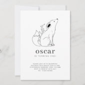 Fox Line Drawing Birthday Invitation Kaart (Voorkant)