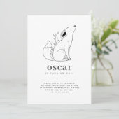 Fox Line Drawing Birthday Invitation Kaart (Staand voorkant)