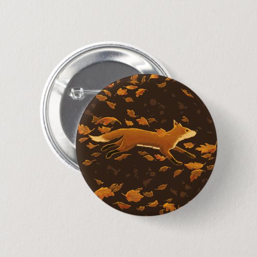 Fox loopt door de Herfst Ronde Button 5,7 Cm (Voorkant /achterkant)