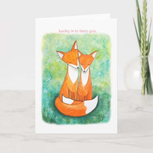 Fox Love Couple Valentijnsdag, Jubileum gift Kaart (Voorkant)