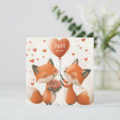 Fox Love Design met Initialen Feestdagenkaart (Staand voorkant)