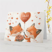 Fox Love Design met  Initialen Kaart (Gele Bloem)