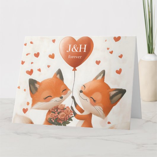 Fox Love Design met  Initialen Kaart (Voorkant)